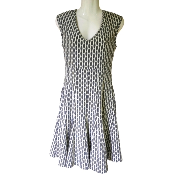 Taylor Dresses & Skirts - Taylor Fit & Flair  Gray & White Print Dress Size 2